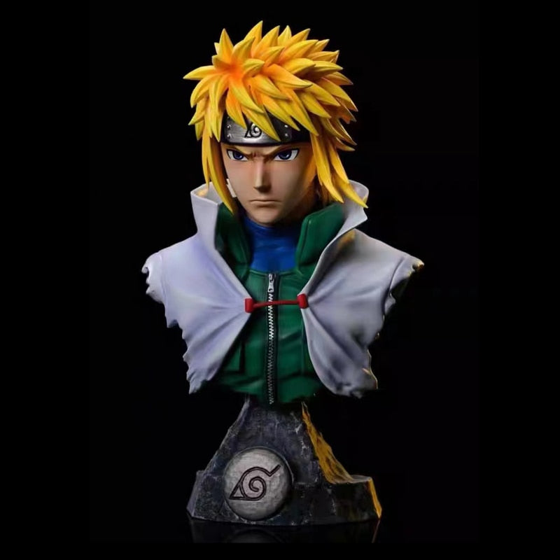 Buste Minato Namikaze 15 cm, cheveux blonds, haori blanc et gilet vert