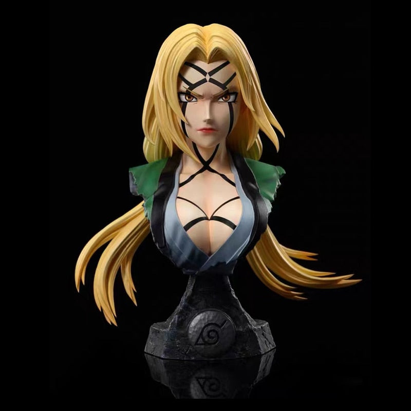 Buste Tsunade 15 cm, longues couettes blondes et losange sur le front