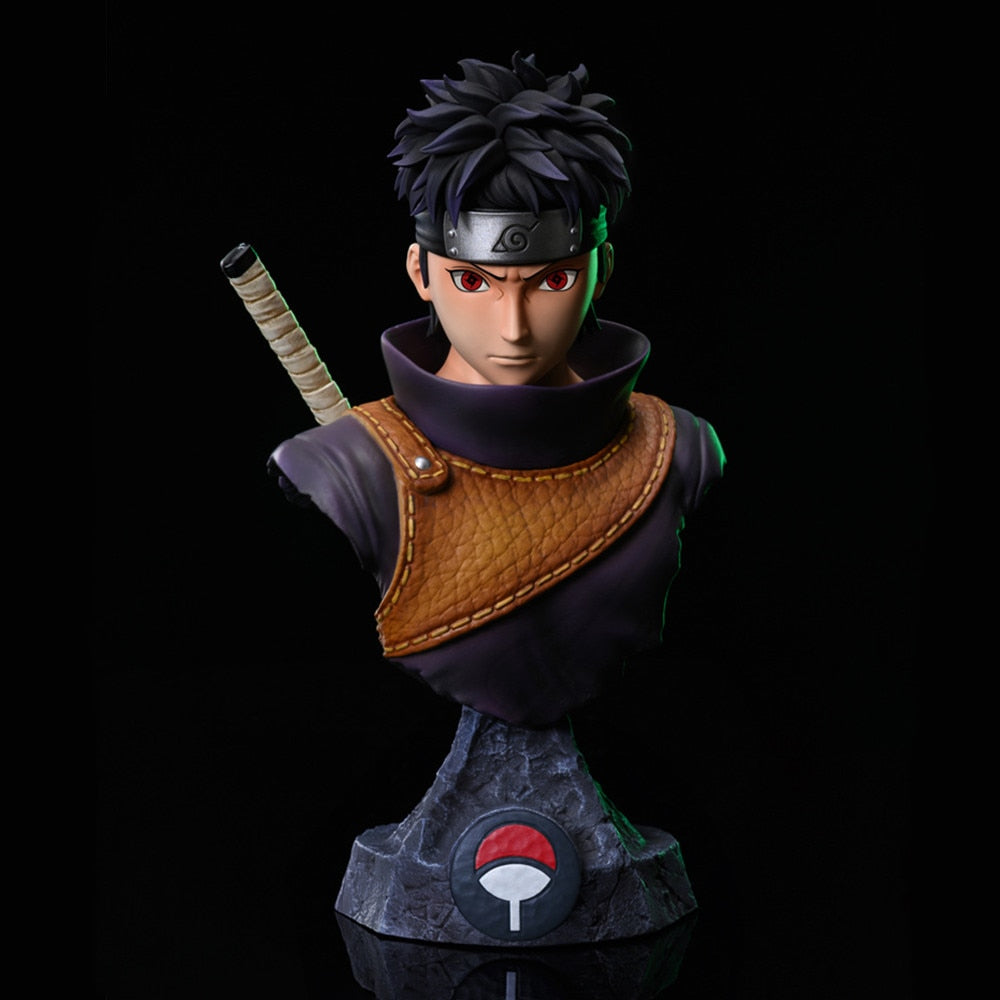 Buste Shisui Uchiha 15 cm, sabre dans le dos, protection d'épaule, emblème Uchiha sur le socle