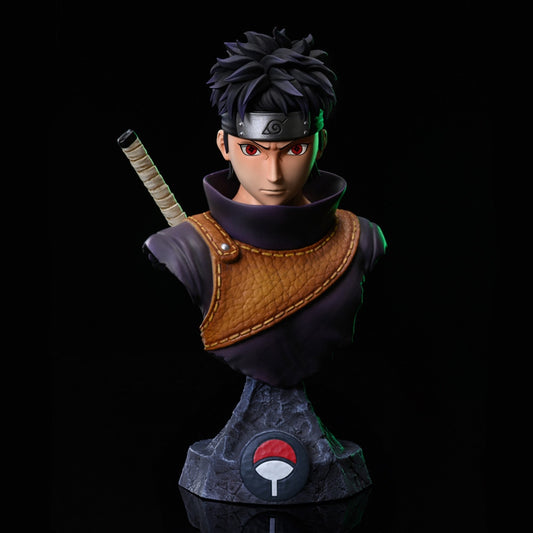 Buste Shisui Uchiha 15 cm, sabre dans le dos, protection d'épaule, emblème Uchiha sur le socle