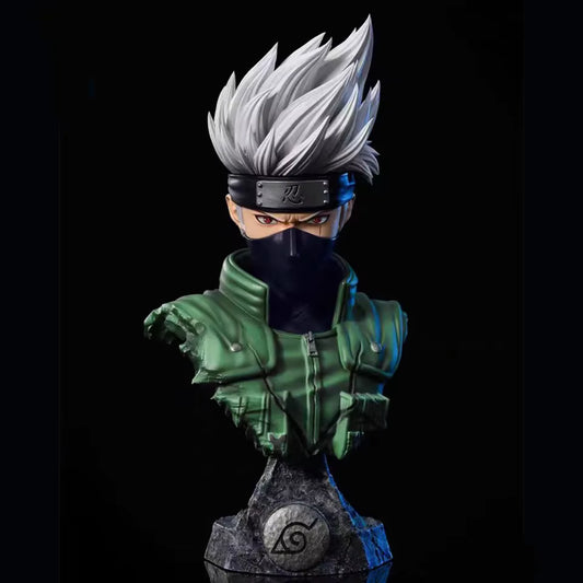 Buste Kakashi Hatake 15 cm, masque, bandeau sur l'œil et gilet vert de jônin